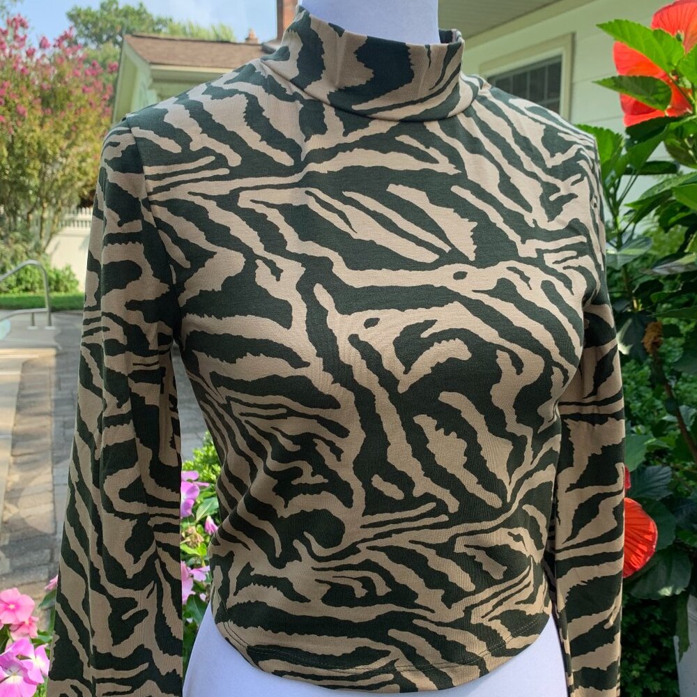 ASOS Noisy May Organic Cotton High Neck Zebra Print Top - Picture 2 of 15